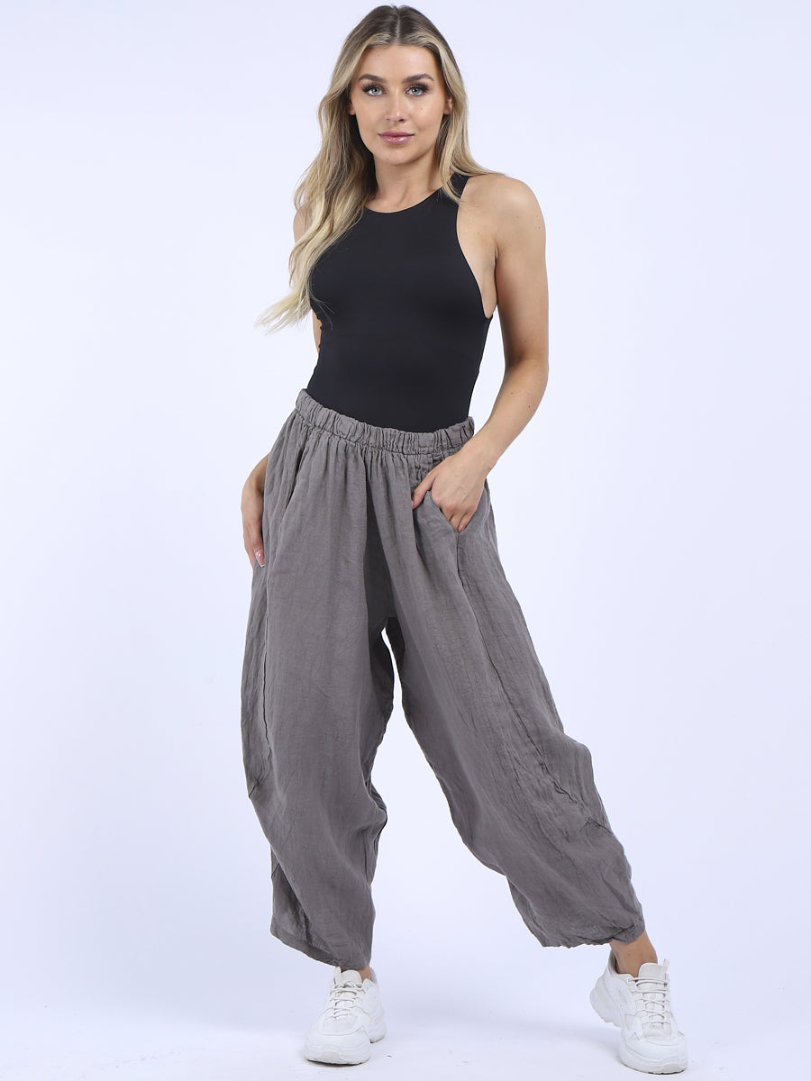 Zena - Linen Cocoon Pants -MADE IN ITALY Pant NZ LUMA