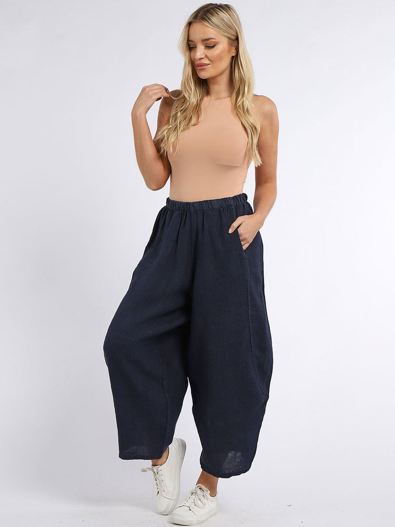 Zena - Linen Cocoon Pants -MADE IN ITALY Pant NZ LUMA
