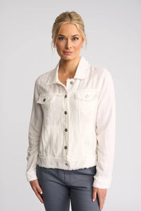 VASSALLI  - Aura Linen Jacket with Frayed Seams - White