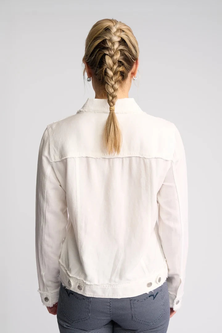 VASSALLI  - Aura Linen Jacket with Frayed Seams - White