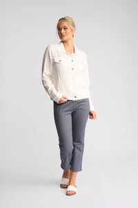 VASSALLI  - Aura Linen Jacket with Frayed Seams - White