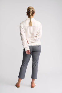 VASSALLI  - Aura Linen Jacket with Frayed Seams - White