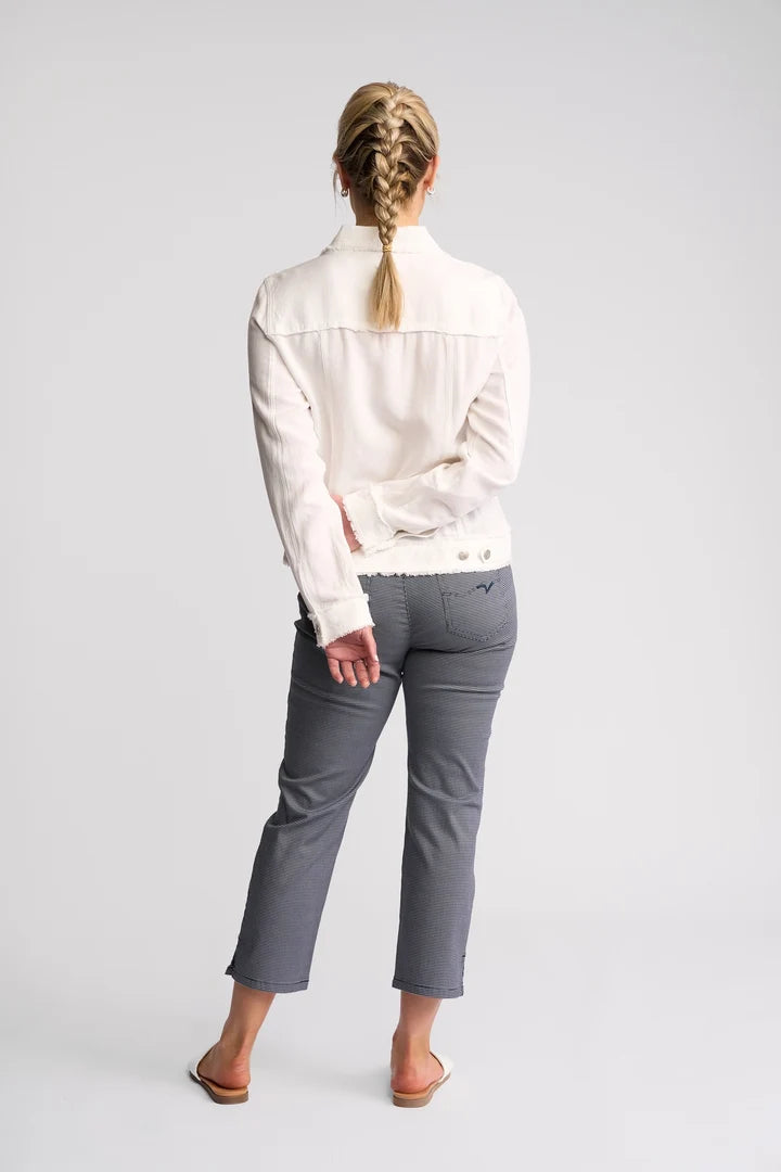 VASSALLI  - Aura Linen Jacket with Frayed Seams - White