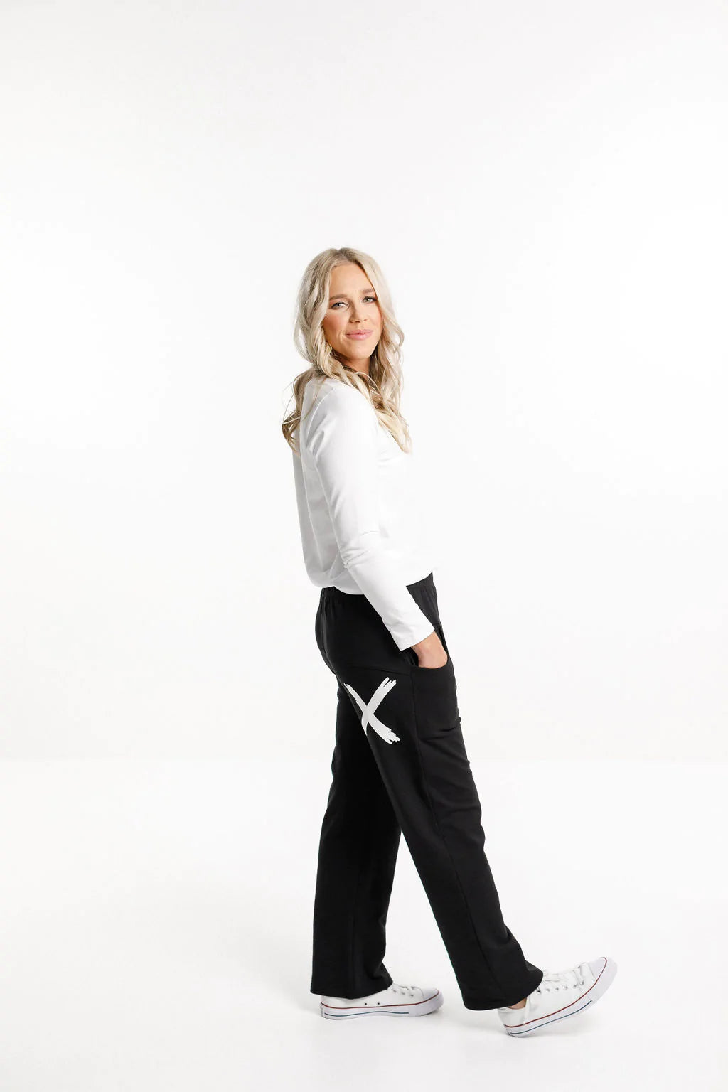 Avenue Pants Black with White X - HOME-LEE Pant NZ LUMA 