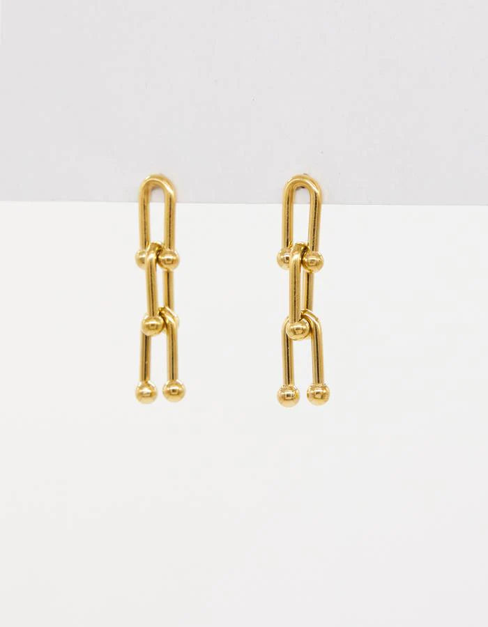 Ball & Link Drop Gold Earring - STELLA + GEMMA Accessories NZ LUMA