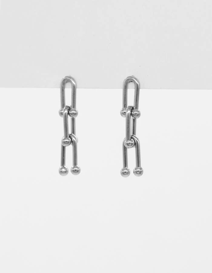 Ball & Link Drop Silver Earring - STELLA + GEMMA Accessories NZ LUMA
