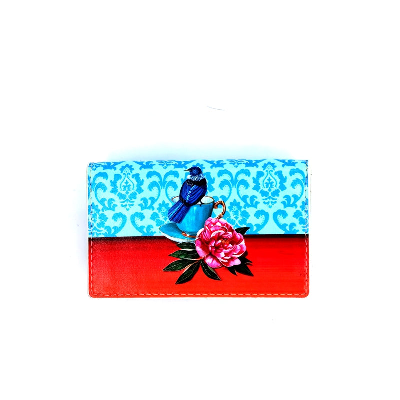 Card Holder - Angie Denis,Tui on Blue Cup Horizontal - NZ ARTISTS COLLECTION Accessories NZ LUMA