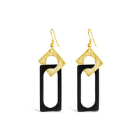 Carre Hook Earrings - FABULEUX VOUS Accessories Gold/Black NZ LUMA