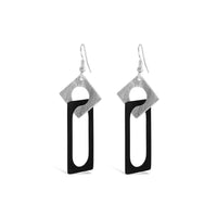 Carre Hook Earrings - FABULEUX VOUS Accessories Silver/Black NZ LUMA