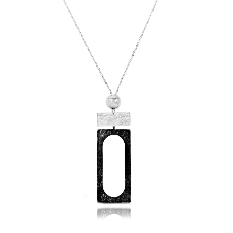 Carre Necklace - FABULEUX VOUS Accessories Silver/Black NZ LUMA