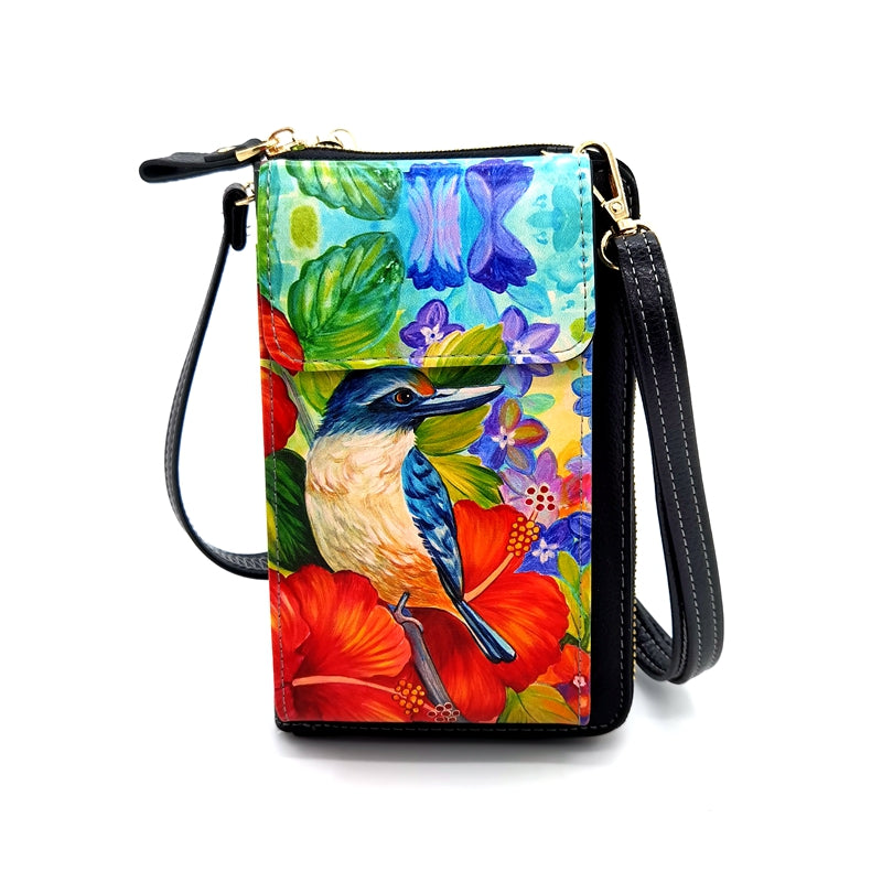 Cell Phone Bag With Flap - Irina Velman, Kingfisher - NZ ARTISTS COLLECTION Accessories NZ LUMA