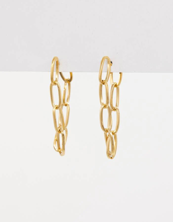 Chain Loop Gold Earring - STELLA + GEMMA Accessories NZ LUMA