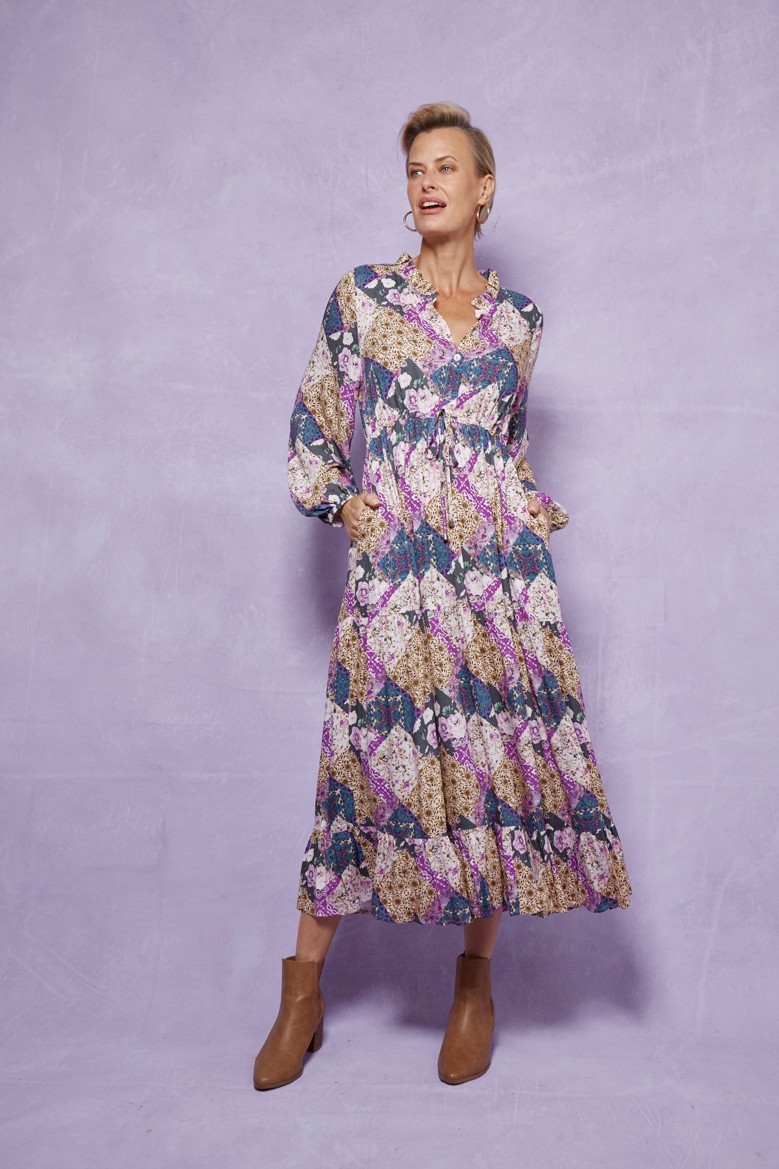 Coppola Maxi Dress - ISLE OF MINE Dress XS/S S/M M/L L/XL Violet Muse NZ LUMA