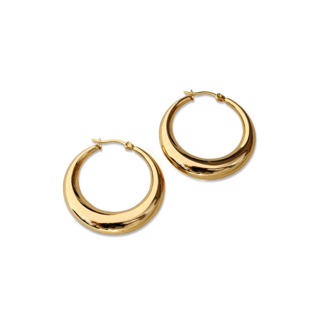 Hooplah Hollow Hoop Earrings - FABULEUX VOUS Accessories Gold NZ LUMA
