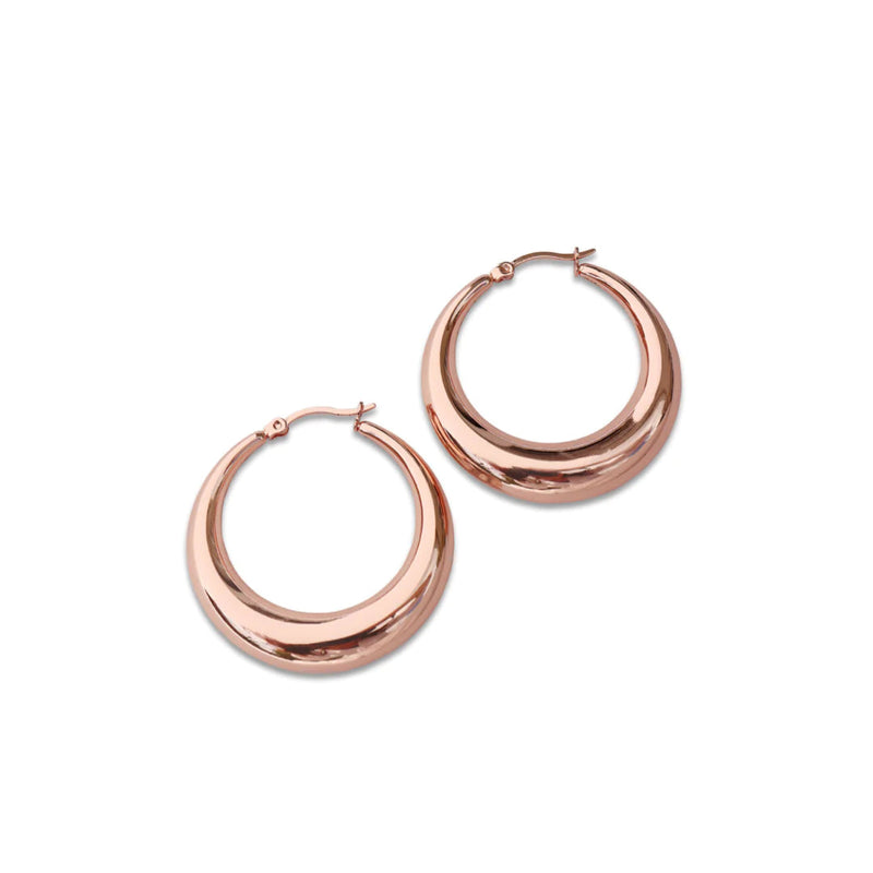 Hooplah Hollow Hoop Earrings - FABULEUX VOUS Accessories Rose Gold NZ LUMA