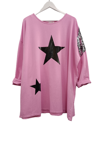 Starstruck Sweatshirt - MADE IN ITALY Top Candy Pink NZ LUMA