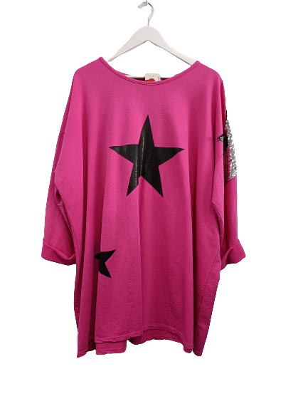 Starstruck Sweatshirt - MADE IN ITALY Top Fuschia NZ LUMA