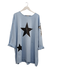 Starstruck Sweatshirt - MADE IN ITALY Top Sky Blue NZ LUMA