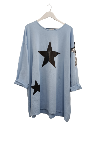 Starstruck Sweatshirt - MADE IN ITALY Top Sky Blue NZ LUMA