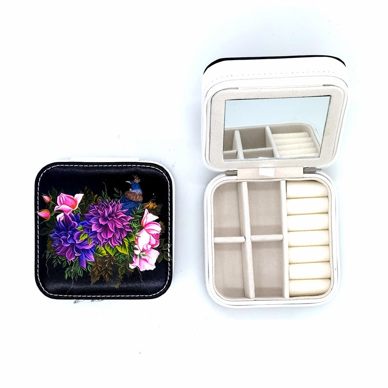 Jewellery Box - Anita Madhav, Pink/Purple Flowers with Crowned Bird - NZ ARTISTS COLLECTION Accessories NZ LUMA