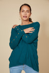 Kit Button Knit - EB & IVE Top One Size Teal NZ LUMA