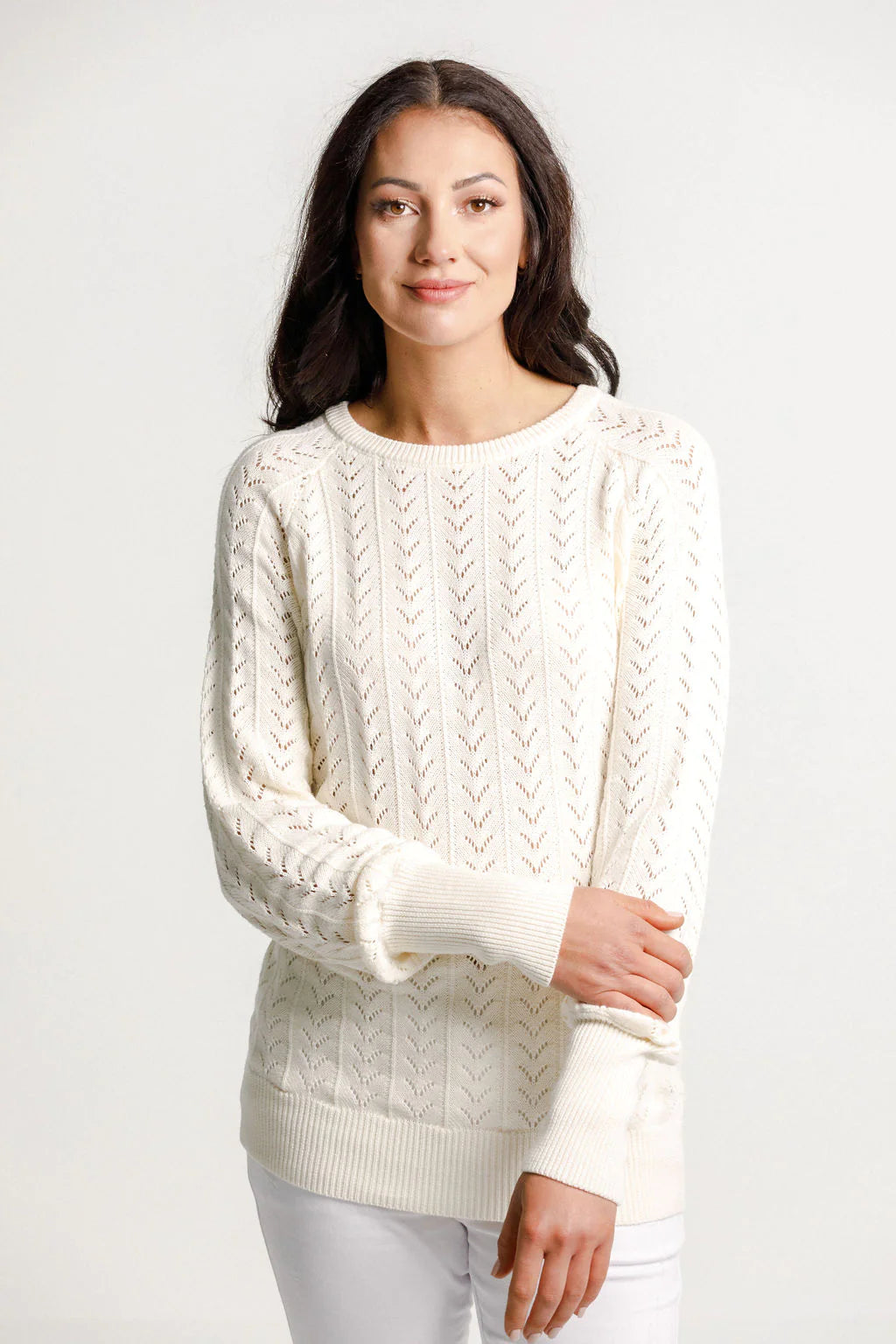 Knitted Grace Crew Cream Lace - HOME-LEE Top 10 12 14 16 NZ LUMA