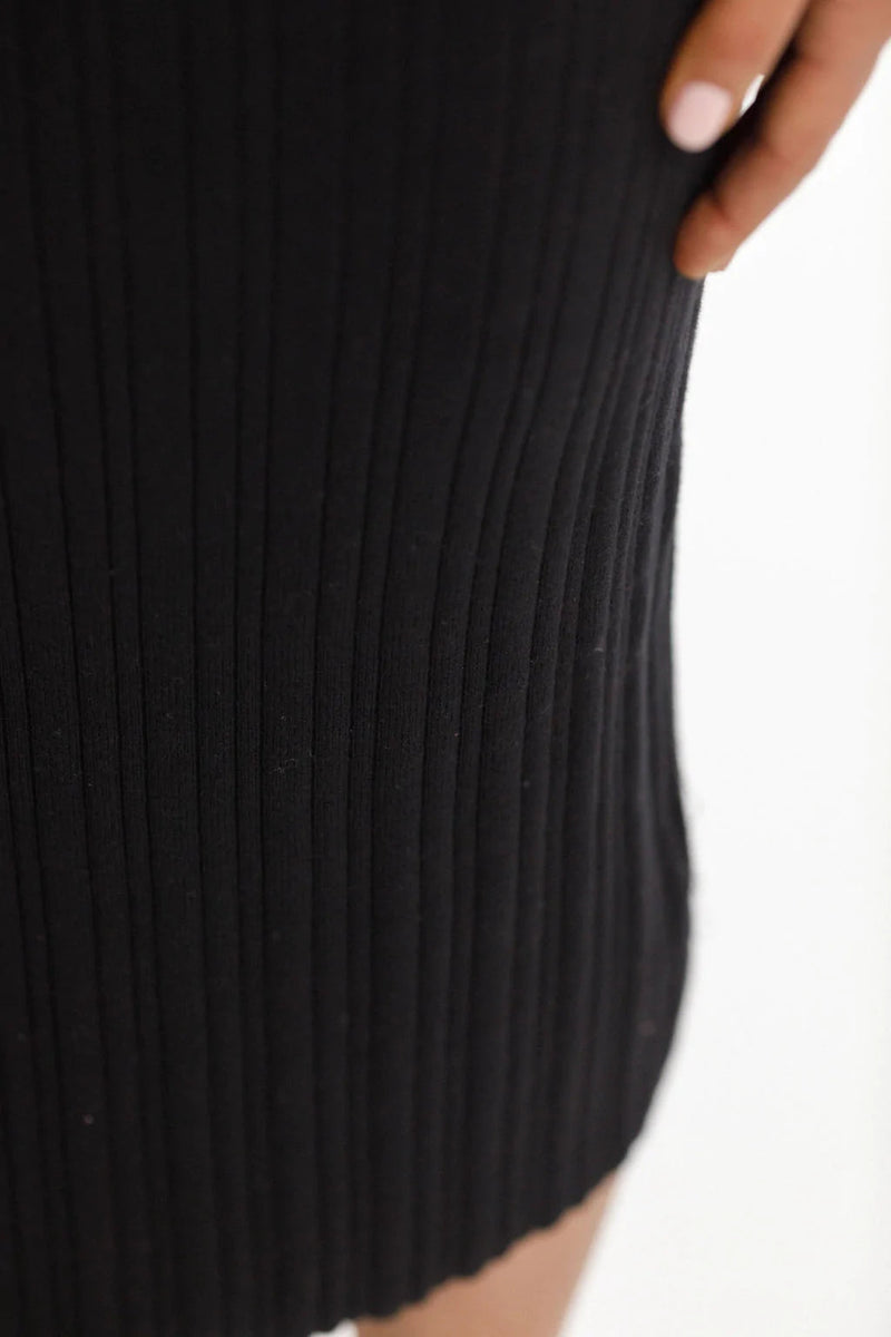 Knitted Pencil Skirt Black - HOME LEE Skirt 