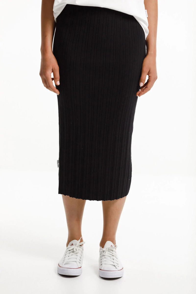 Knitted Pencil Skirt Black - HOME LEE Skirt 