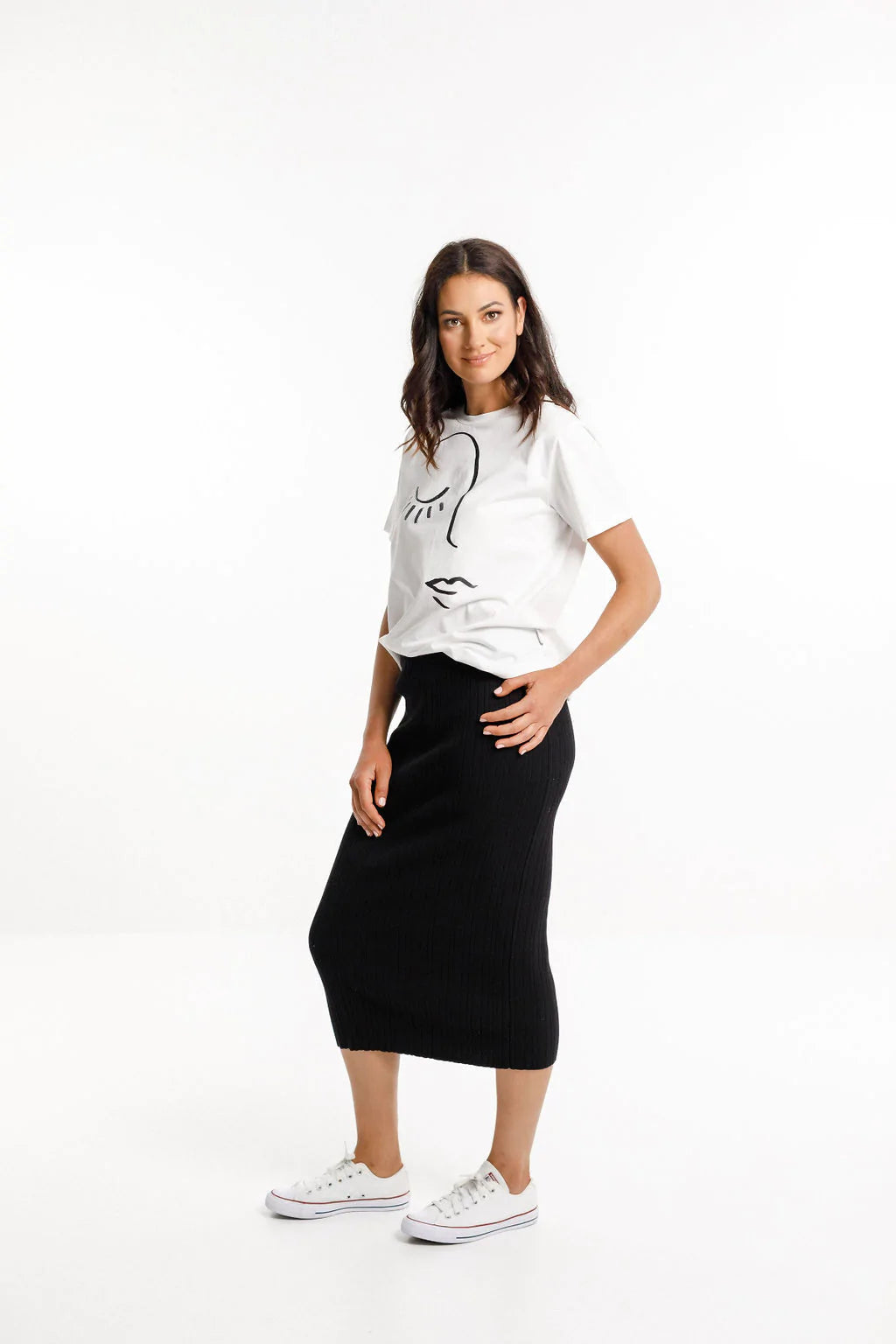 Knitted Pencil Skirt Black HOME LEE LUMA