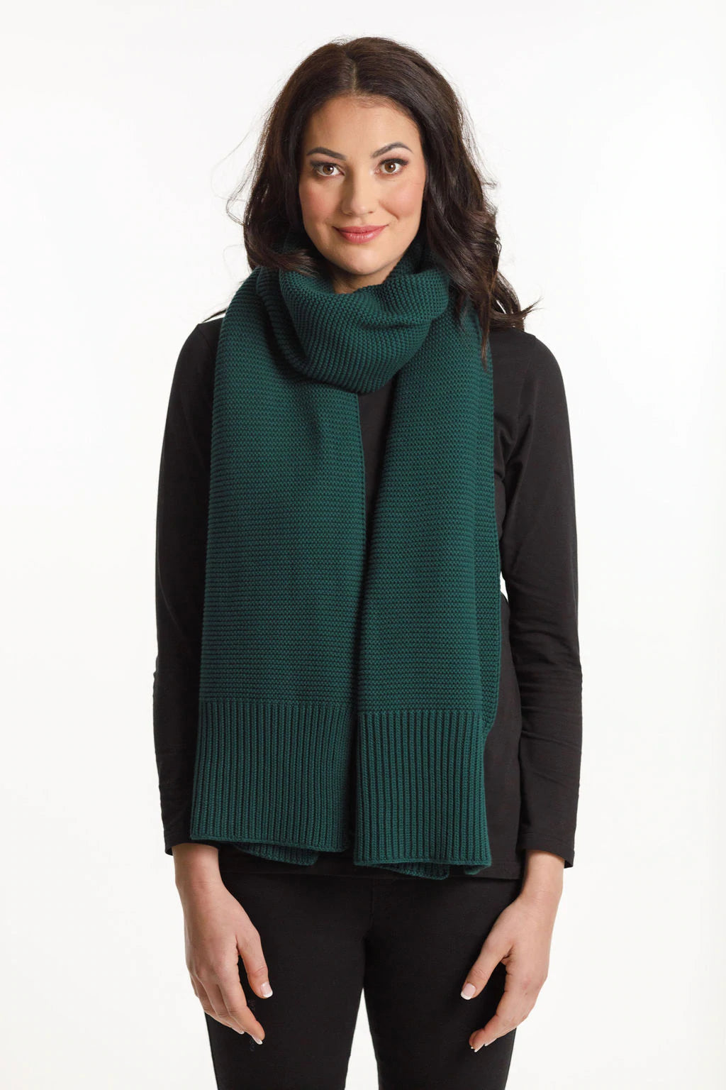 Knitted Scarf - HOME-LEE Accessories Emerald Green NZ LUMA 
