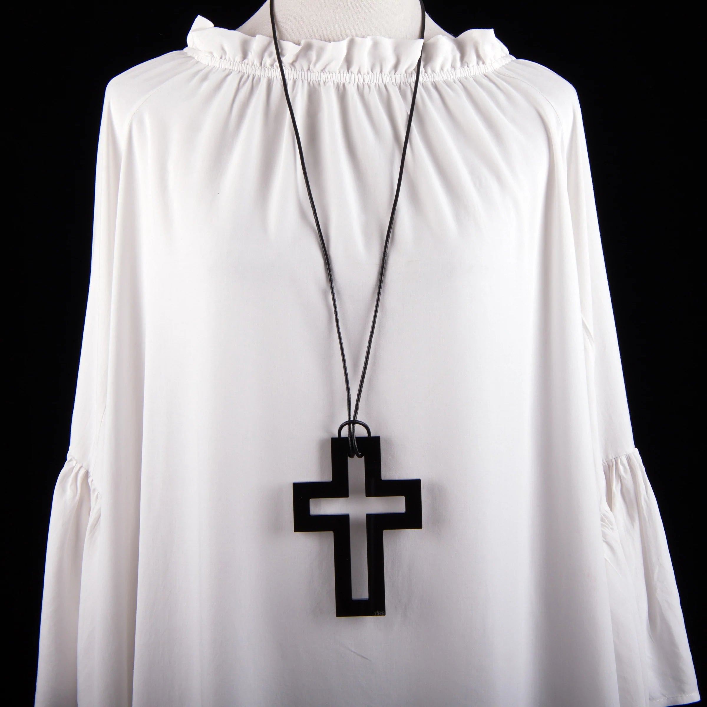 Large Black Cross Necklace TWO BLONDE BOBS LUMA