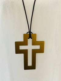 Large Bronze Cross Necklace - TWO BLONDE BOBS Accessories NZ LUMA