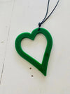 Large Green Open Heart Necklace - TWO BLONDE BOBS Accessories NZ LUMA