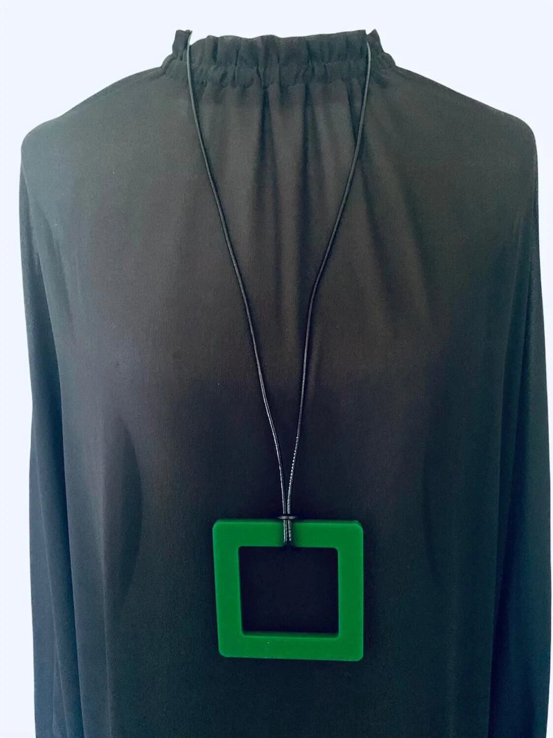 Green square store necklace