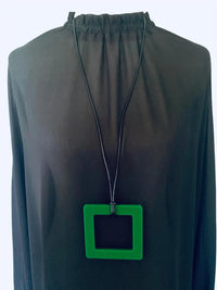 Large Green Square Necklace - TWO BLONDE BOBS Accessories NZ LUMA