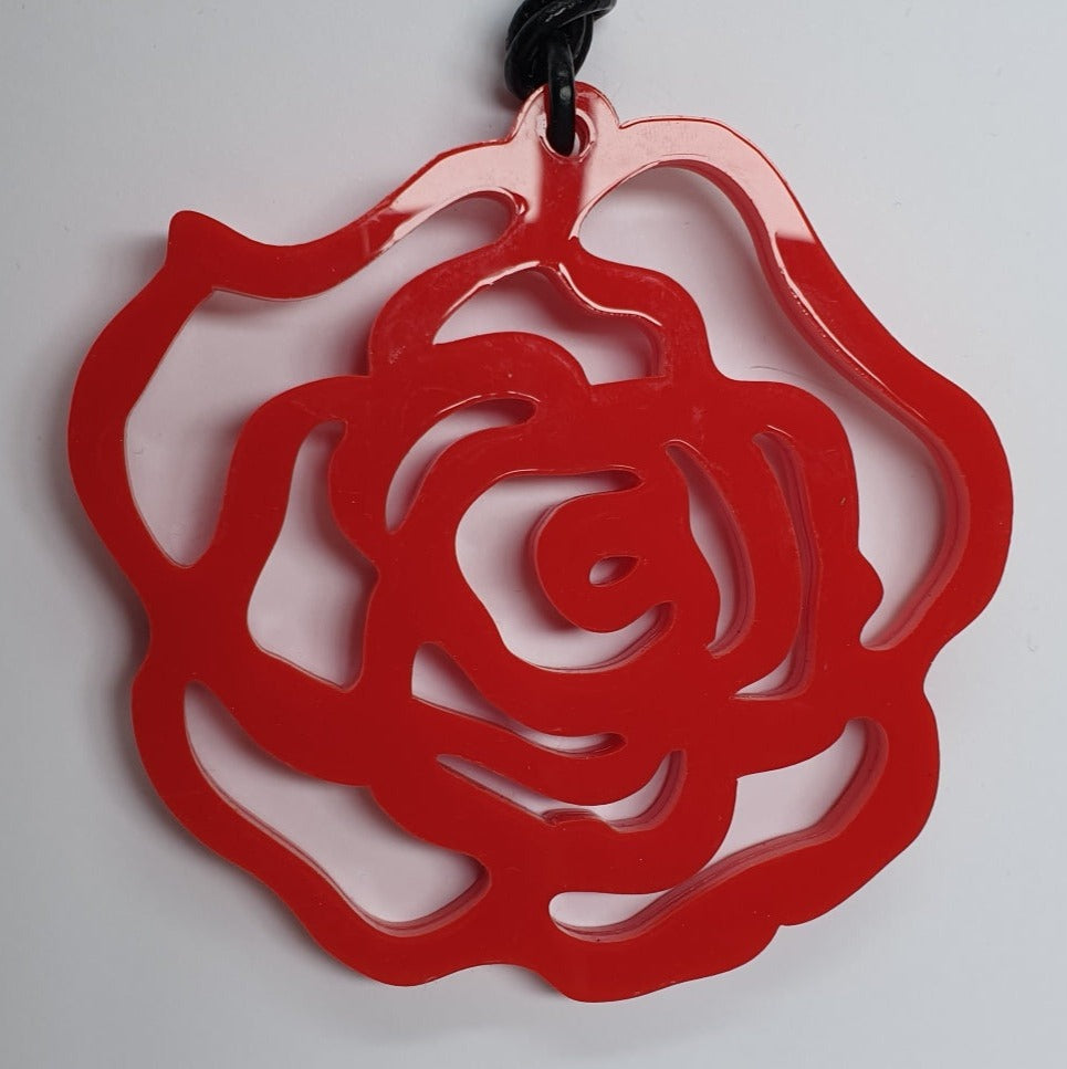 Large Red Rose Necklace - TWO BLONDE BOBS Accessories LUMA NZ