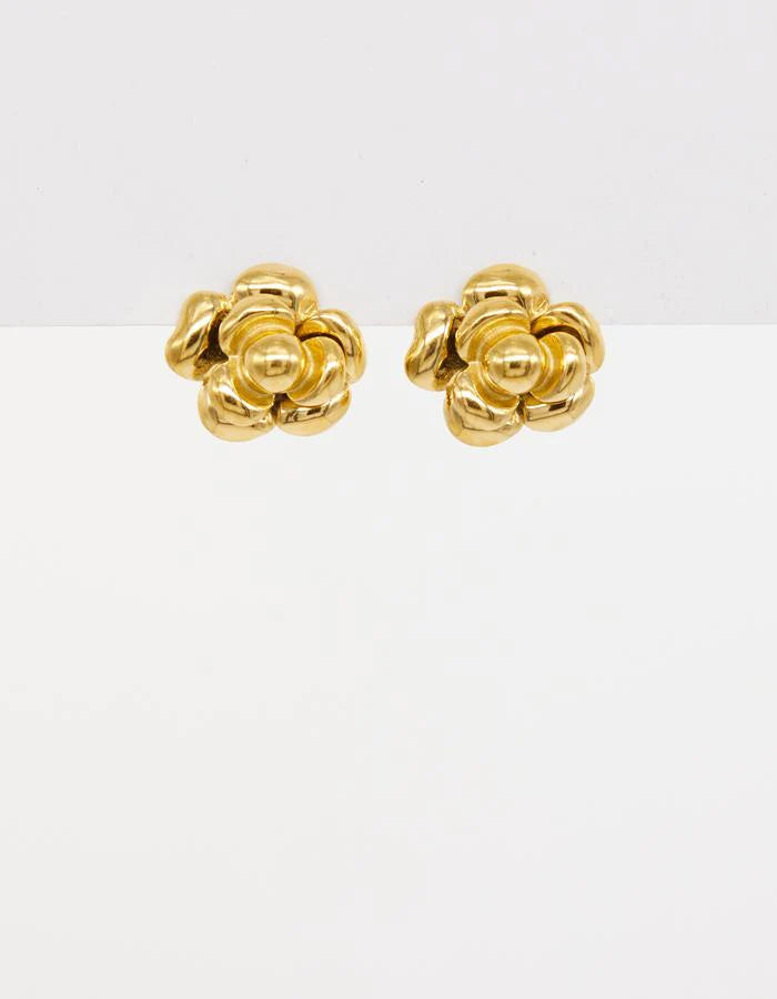 Large Rose Studs Gold Earring - STELLA + GEMMA Accessories NZ LUMA