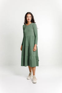 Long Sleeve Kendall Dress Moss - HOME LEE Dress 10 12 14 16 NZ LUMA