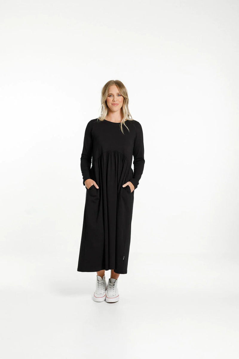 Long Sleeve Margot Dress - HOME LEE Dress 10 12 14 16 Black NZ LUMA