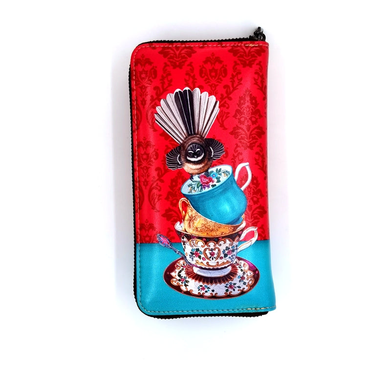Long Wallet Zip-Around - Angie Dennis, Stack of Cups and Fantail - NZ ARTISTS COLLECTION Accessories NZ LUMA