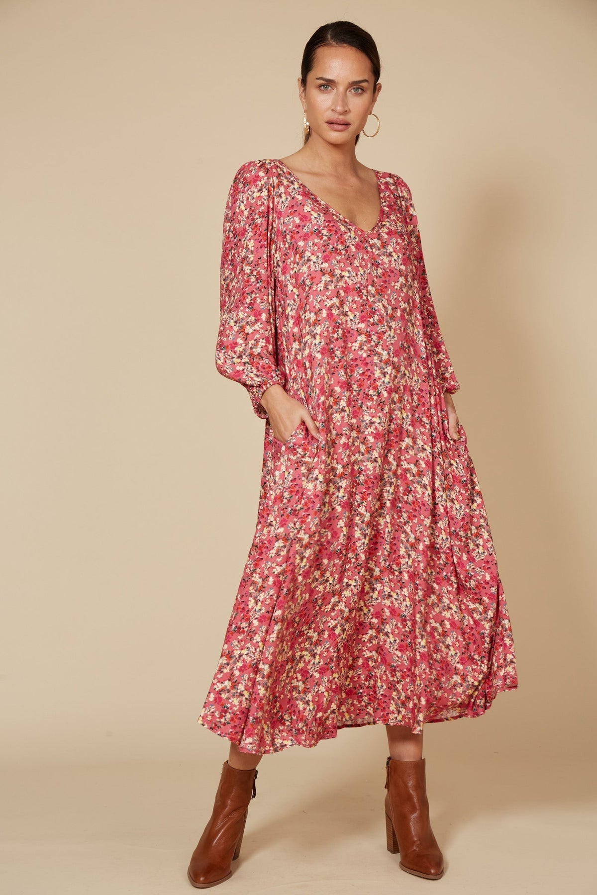 Millie Maxi - EB & IVE Dress One Size Rose Ditsy NZ LUMA