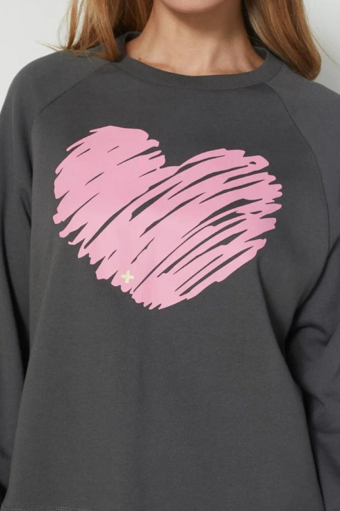 Nico Sweater Brushed Pink Heart - STELLA + GEMMA Top NZ LUMA
