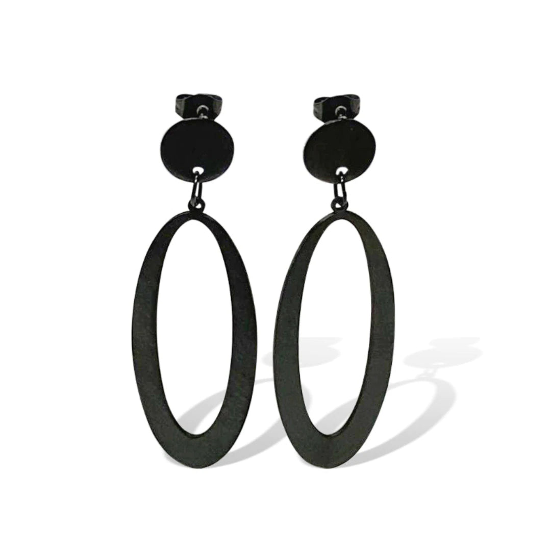 Ovale Long Earrings - FABULEUX VOUS Accessories Black LUMA NZ