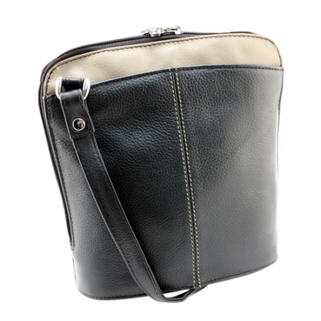 Paris 2 Tone Petite Leather Handbag - BARON Accessories Black/Bone NZ LUMA