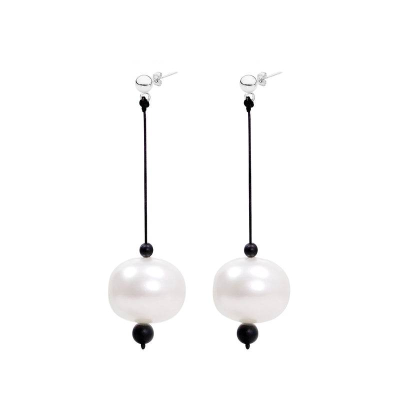 Perle Earrings - FABULEUX VOUS Accessories Pearl with Black Cord NZ LUMA