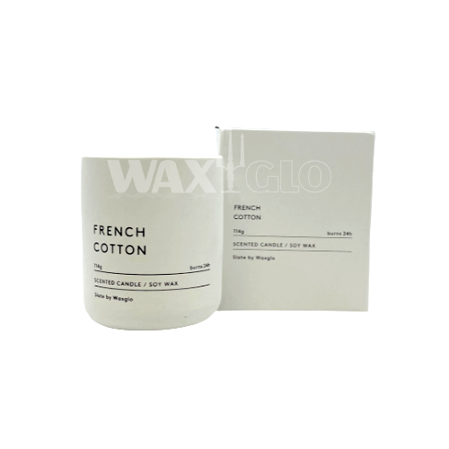 Soy Wax 114g Candle in Slate Vessel French Cotton - WAXGLOW Accessories LUMA NZ