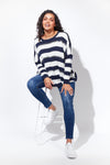 St Moritz Jumper - HAVEN Top One Size Indigo Stripe NZ LUMA