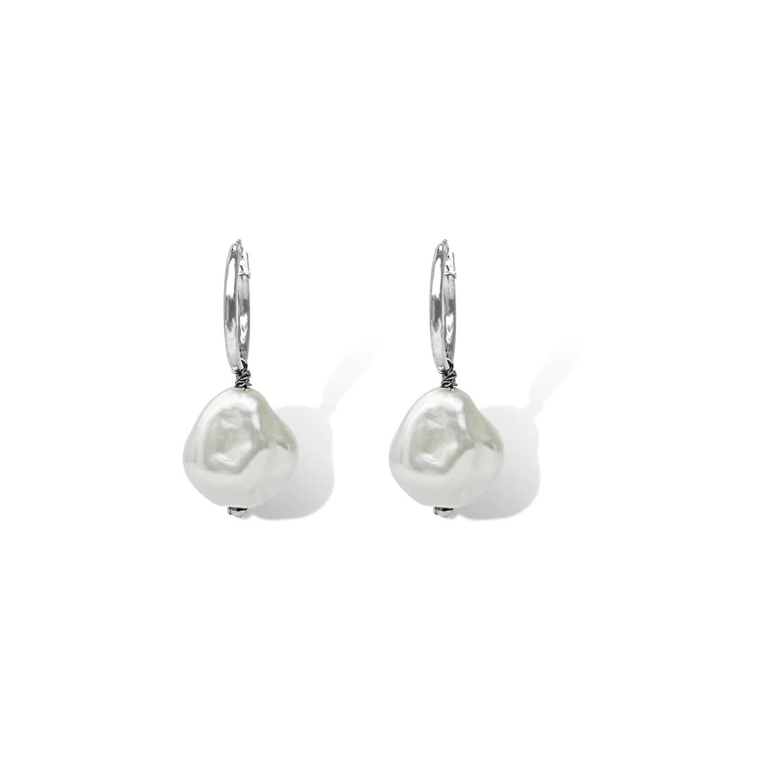 Steel Me Baroque Pearl Hoop Earrings - FABULEUX VOUS Accessories LUMA NZ