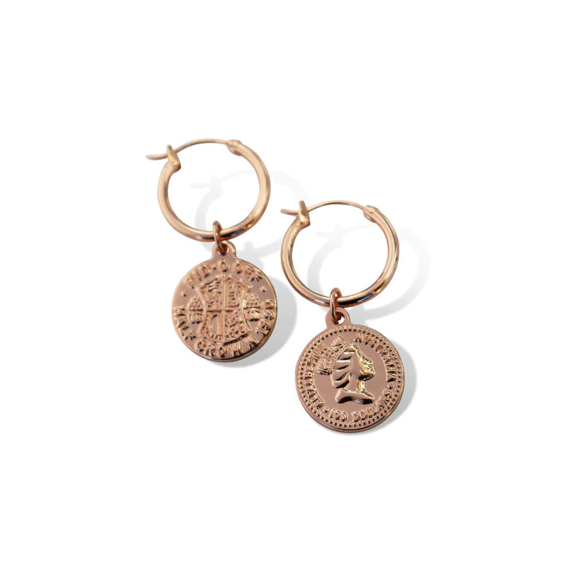 Steel Me Coin Hoop Earrings - FABULEUX VOUS Accessories Rose Gold LUMA NZ