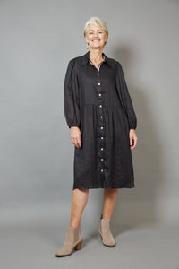 Studio Midi Shirt Dress - EB & IVE Dress Medium Large X Large Ebony NZ LUMA